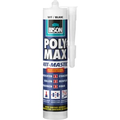 Bison Poly Max Kit wit koker 280 ml, alles in 1 kit, waterdichte afdichting, universeel, binnen en buiten, overschilderbaar, vullend, krimpvrij, temperatuurbestendig van - 40°C tot + 100°C