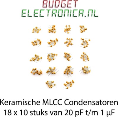 Keramische Condensator Pakket - 180 stuks – 20pF t/m 1uF – 50 Volt - Electronica - Componenten - Breadboard – Arduino – Raspberry