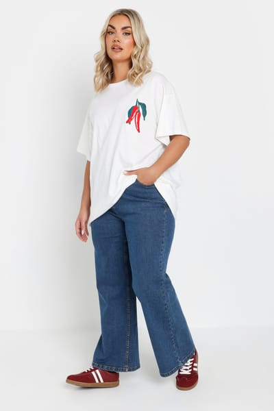 Yours Jeans Van Katoenmix Met Wijde Pijpen In Middenblauw Size 42