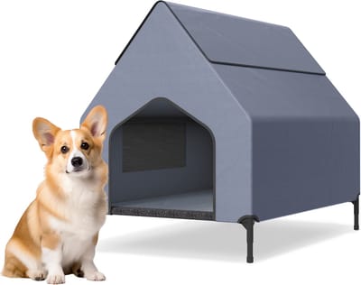 ACXIN 2-in-1 Hondentent & Hondenbed – Verhoogd Hondenbed tot 60 kg, Ademend, Waterdicht en Duurzaam, Geschikt voor Binnen en Buiten, 109.5 x 74.5 x 93 cm