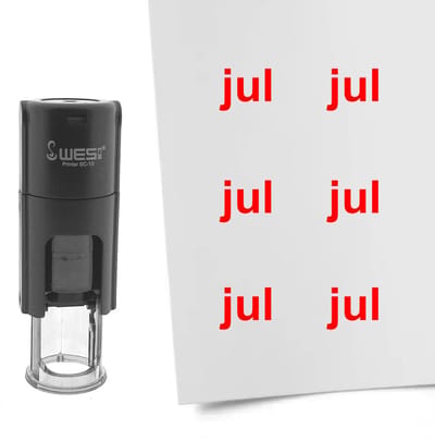CombiCraft Stempel maand juli 10mm rond rode inkt - per 1 stuk