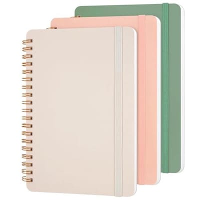 Utron 3 stuks klein spiraalvormig notitieboek 5x7, notitieboeken voor het maken van notities, Morandi spiraal dagboek, notitieboek, werknotitieboek, kleine notitieboeken 5x7 met riem, schattige