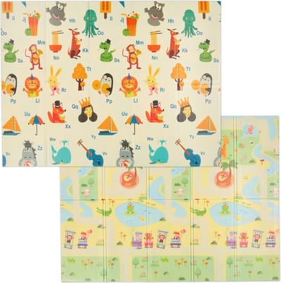 speelmat opvouwbaar - 200 x 150 cm - foam - dubbelzijdig - baby - dieren