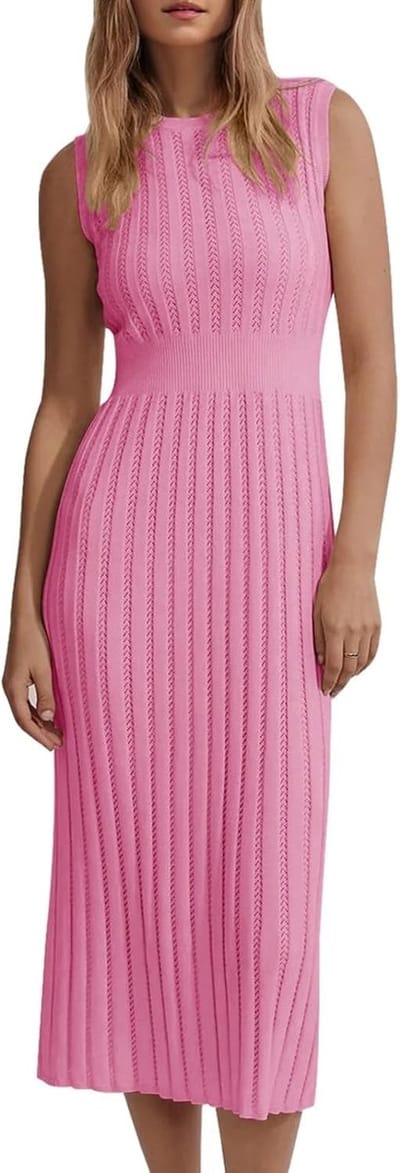 Allecto - Zomerjurk dames - Mouwloos - Casual midi-jurk - Tankjurk - Sexy partyjurk - Gebreide jurk - Perfect voor strand en vrijetijd
