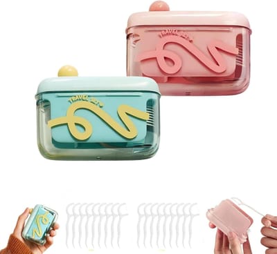 2 Stuks- Flosdraaddispenser- Automatische Pop-up Tandzijde Dispenser - Draagbare Navulbare Floss Pick Houder Met 10 Floss Picks - One-Touch Tandstoker Etui Voor Thuis, Kantoor, Reizen En Buiten (C-2PC)