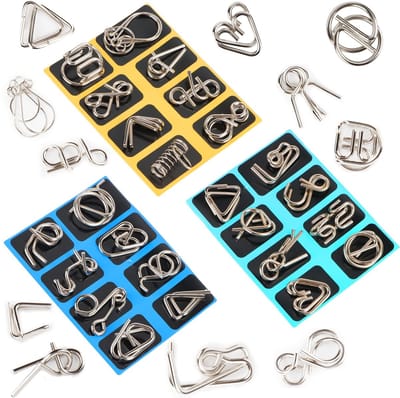 Dailygoods- Puzzelspel 24 Stuks - Metalen Puzzels - Geduldsspellen - IQ-Spelletjes - 3D-Brainteaser - Verbeter Denkvaardigheden - Brain Teasers