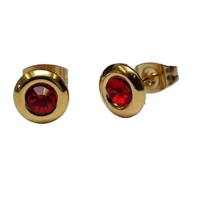 Aramat Jewels | Oorbellen | Oorbellen – Staal Rode Kristal Goudkleurig (8mm) | | | |8mm | Staal | Kinderen, Volwassenen | Verkleurd niet