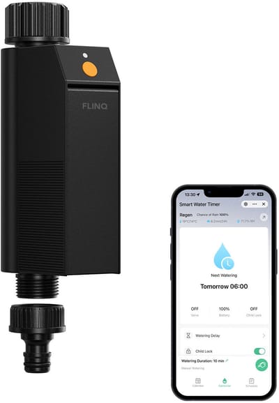 FlinQ Smart Irrigatiesysteem Aqualink - Besproeiingscomputer universeel - Tuinbewatering - Watertimer - IP65 - UV-bestendig - Alexa & Google Assistant
