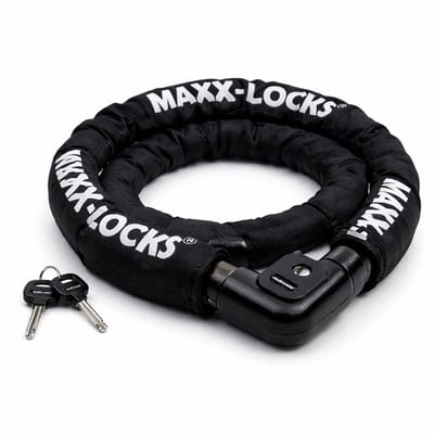 Maxx-Locks Bulls Kettingslot - Solid Pantserslot uit Gehard Staal - Gebruik Slot Lock Motor Scooter Fiets Motorslot Scooterslot - Alternatief voor Ketting Ringslot Cijferslot Kabelslot Beugelslot - Lengte 100CM Dikte 8MM - Zwart