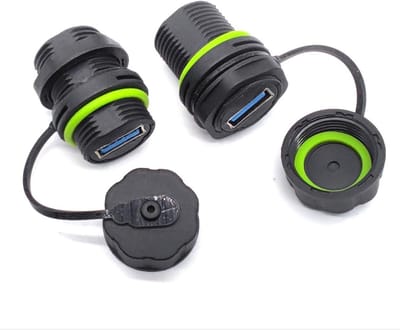 Waterdichte USB Koppeling - Paneelmontage Bus - Apparaten Verbinden - IP68 Stof- en Waterdicht - 2 Stuks - Koningsblauw