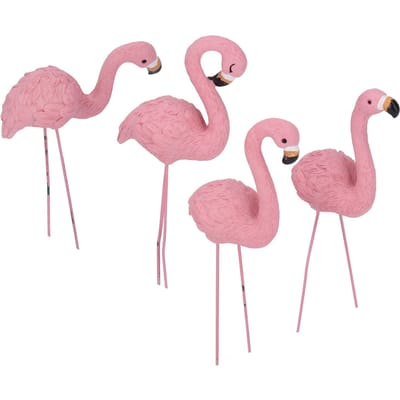 4 Stuks Roze Flamingo Tuinbeeld Fijne Details Stijlvol Levendig Klein Flamingo Beeldje voor Tuin Gazon Terras Decoraties Cadeaus pink