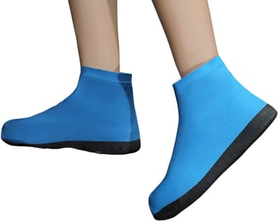 1 Paar Latex Waterdichte Overschoenen Anti-Slip Herbruikbaar – Regen Overschoenen Voor Buiten, Wandelen, Reizen, Unisex Schoenbeschermers - Blauw - Maat M