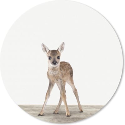 Muismat rond 20x20 cm - Mousepad Dieren - Hert - Baby - Ronde muismatten