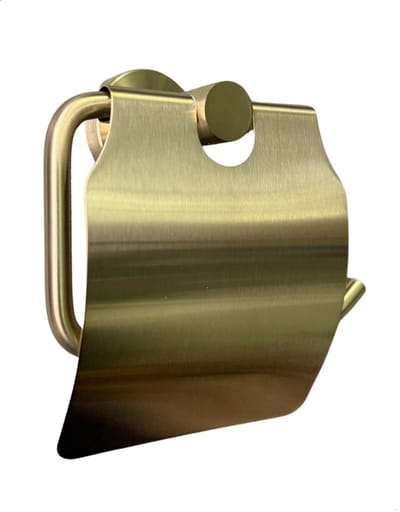 Toiletrolhouder met klep - Toiletrol Houder - Wc Rolhouder - Goud - Geborsteld Messing PVD
