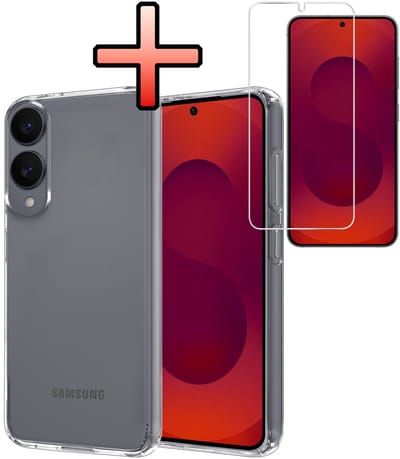 Hoesje - Met Screenprotector - Geschikt voor Samsung Galaxy S25 Edge - Sterk & Shockproof - Back Cover - Siliconen Case - Telefoon Hoes - Transparant
