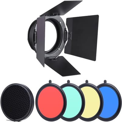 Barndoor 96mm met grid en gekleurde gel voor Neewer 180W 250W 300W flitslicht, ideaal voor fotografie en videoproductie