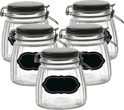 Weckpot/inmaakpot - 10x - 1L - glas - met beugelsluiting - incl. etiketten