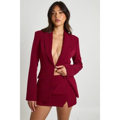 boohoo Dames Gespleten voorkant micro mini-rok | Wijn | Maat: 36