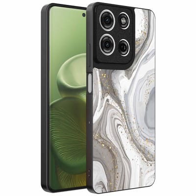 Geschikt voor Motorola Edge 60 Telefoonhoesje met marmer opdruk - TPU backcover case marble design - Zilver - Smartphonica geschikt voor Motorola Edge 60