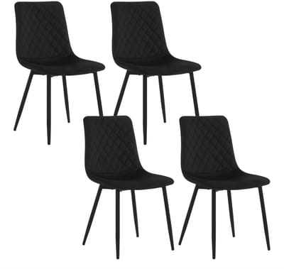 J&R Stoelen - Set van 4 stoelen - Eetkamerstoel - Eettafel stoel - Eetstoel - Stoel - Fluwelen stoel - Velvet - Fluweel - Houten Poot - Zwart
