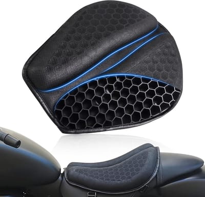 Cuhostki - 1 Stuk - Motorfiets zitkussen - Opvouwbaar motorgel zitkussen - 3D opvouwbaar achterzitkussen - Motorfiets Schokdempend Gel Zitkussen - Zwart - Universele Maat - TPE Gel - 3D Honingraatstructuur