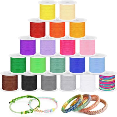 20 Stuks Multicolor 0.8mm Nylon Draadset voor Armbanden, Kralen, Macramé en Sieradenmaken