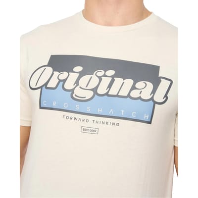 Crosshatch Heren Chevin T-Shirt (Gebroken wit)