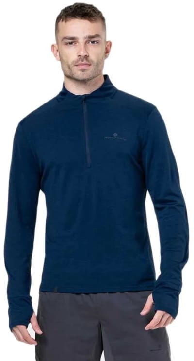 Ronhill Tech Merino Half Rits Lange Mouw T-shirt Blauw M Man