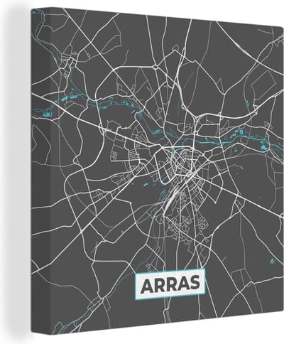 Canvas Schilderij Arras - Frankrijk - Plattegrond - Stadskaart - Kaart - 20x20 cm - Wanddecoratie