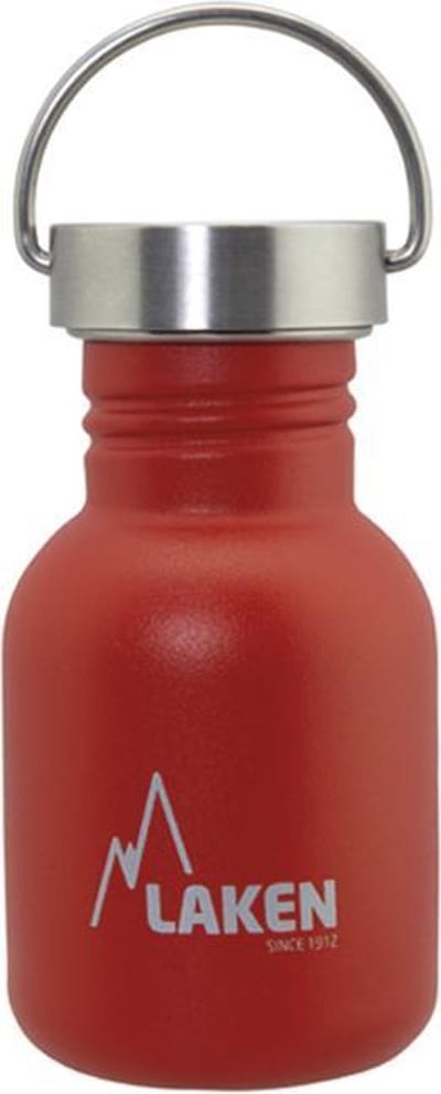 RVS fles0,35L Basic Steel Bottle Rood - Steel Cap - Laken - roestvrijstaal - waterfles - drinkfles