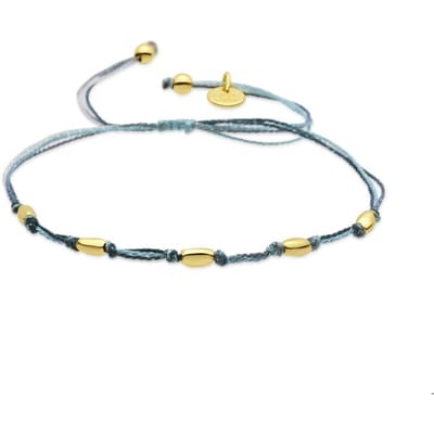 Luxenter armband van donkergroene katoen en metaallegering met een rhodiumafwerking - Buawe