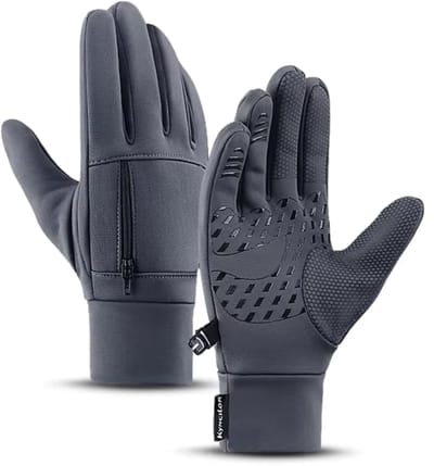 MoodLux Touchscreen Winter Handschoenen - Met Ritsvak - Winddicht en Waterafstotend - Antislip - Velvet warmtevoering - Dames & Heren - Perfecte Pasvorm - Grijs - Maat XS/S