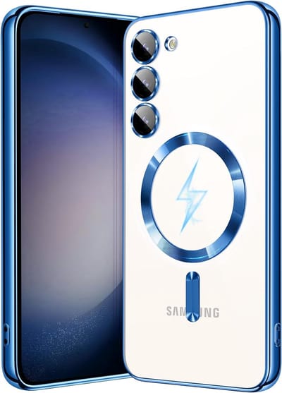 Casemania Hoesje Geschikt voor Samsung Galaxy S23 FE Blauw - Siliconen Back Cover - Geschikt voor Magsafe