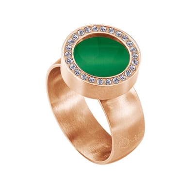 Quiges RVS Schroefsysteem Zirkonia Ring Rosegoudkleurig Mat 16mm met Verwisselbare 12mm Mini Munt - SLSRS51216