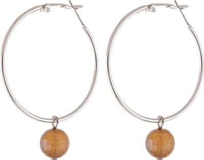 Behave - Oorringen met natuurstenen hanger 5,5 cm - Nikkelvrij - Trendy sieraden