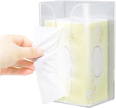 Wanddispensers Zonder Boren - Zelfklevende Houder - Handdoek Opslag - Transparante Deksel - 12 x 19 cm - Transparant