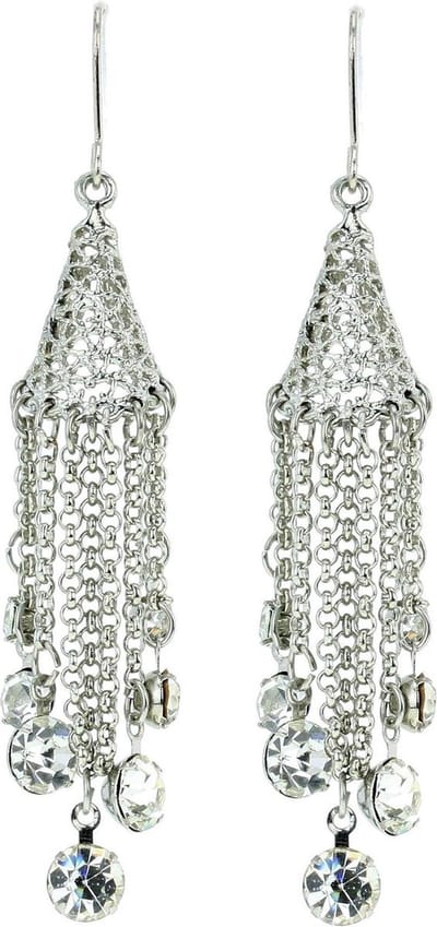 Behave - Zilverkleurige oorhangers met steentjes - Fashion sieraden