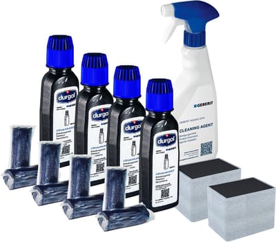 Geberit AquaClean 500ml Reinigingsmiddel + Geberit Keramische Honingraatfilter Type 3 + 4x 125ml Aquaclean ontkalkingsmiddel & 8 DuoFresh Sticks Toiletblok