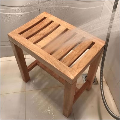 Badkamerstoel Hout - Douche Kruk - Veilig Douchen - Massief Teak - 42x28x43 cm - Houtkleur