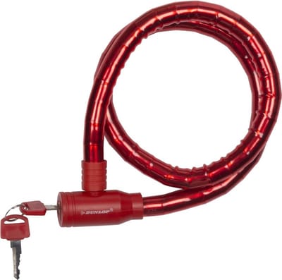 Dunlop kabelslot - rood - met plastic coating - 80 cm - Fietsslot voor motor/scooter/brommer/fiets