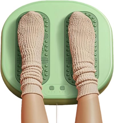Voetmassager Met Verwarming - Voetenbankje Vibratie - Ontspanning Bevorderen - Instelbare Warmte - 30 x 29.5 x 4 cm - Grijs