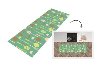 Keukenloper - Loper keuken - Spatel - Lepel - Patronen - Keuken - 150x50 cm - Keukenloper vinyl