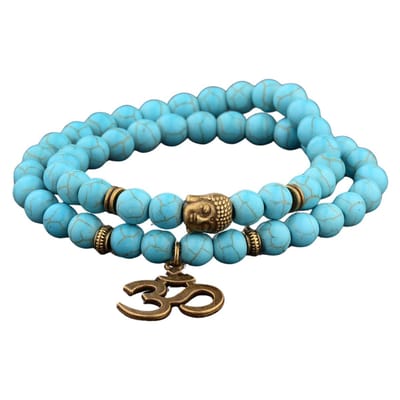 Marama - armband Buddha-Ohm turquoise - edelsteen - elastisch - wikkelarmband - damesarmband - herenarmband