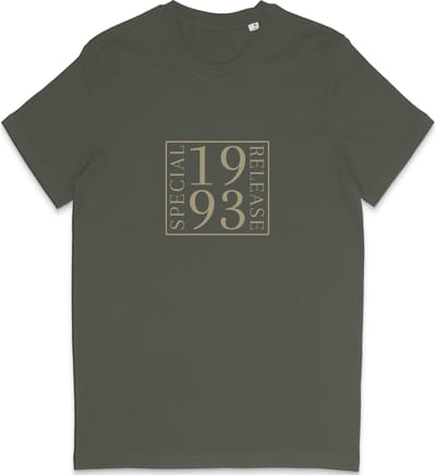 T Shirt Geboortejaar 1993 Heren Dames - Grafische Print Opdruk - Khaki Groen - Maat S
