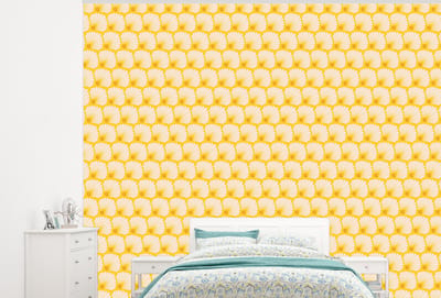 Behang - Fotobehang Art Deco - Design - Schelp - Geel - Breedte 300 cm x hoogte 240 cm