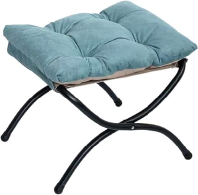 Opvouwbare voetenbank - Voetensteun poef - Comfort verhogen - Gewatteerd zitkussen - 47 x 58 cm - Blauw