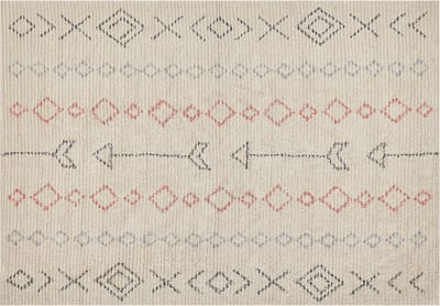 DISPUR - Laagpolig vloerkleed - Lichtbeige - 160 x 230 cm - Katoen