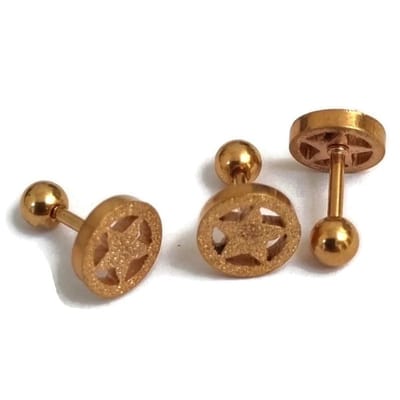 Aramat Jewels | Piercings | Sandblasted Ster Helix Piercing - Roze Goud - 8mm | | | |6mm | Staal | Volwassenen | Verkleurd niet