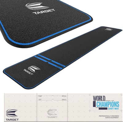 Target Darts World Champions Professionele Dartsmat Blauw - Officieel Vollengte Oche Systeem - Antislip Vloerbescherming - Nylon Tapijtweefsel met Rubberen Onderlaag - 2kg