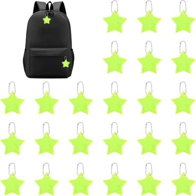 24 stuks reflectoren voor kinderen, sterreflectoren, reflecterende veiligheid, rugzak, ster, reflecterende sleutelhanger, lichthanger voor schooltas, kleding, fietsen, lopen